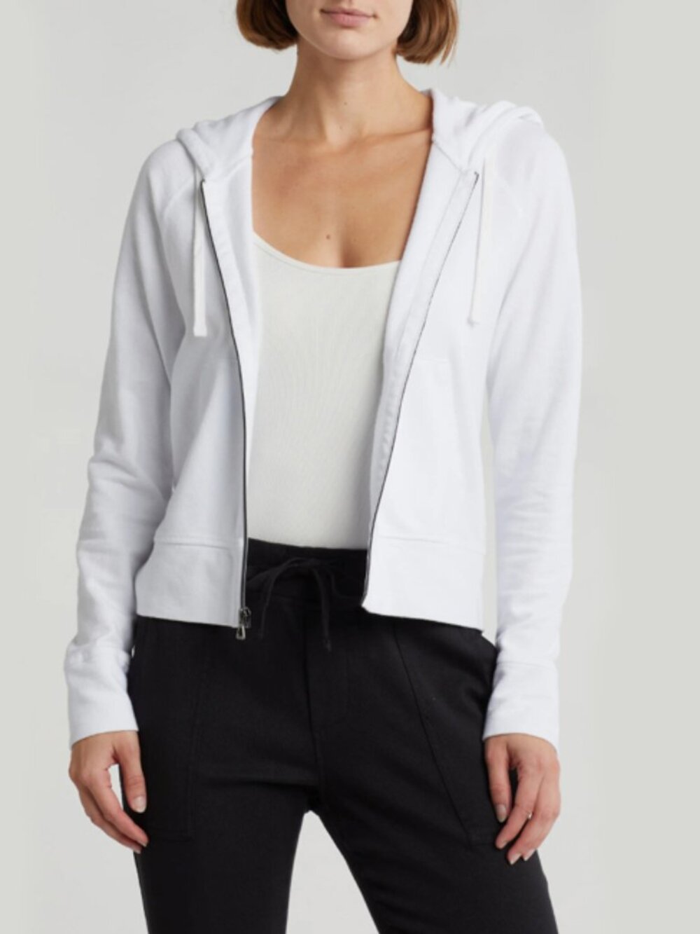 NWT $225 James Perse White Cotton French Terry Zip-Up Hoodie Jacket SIZE 1
